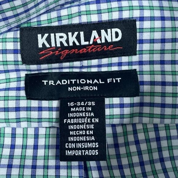 Kirkland Signature Mens Traditional Fit Checkered Shirt Size 16-34/35 a1139 - Picture 2 of 7
